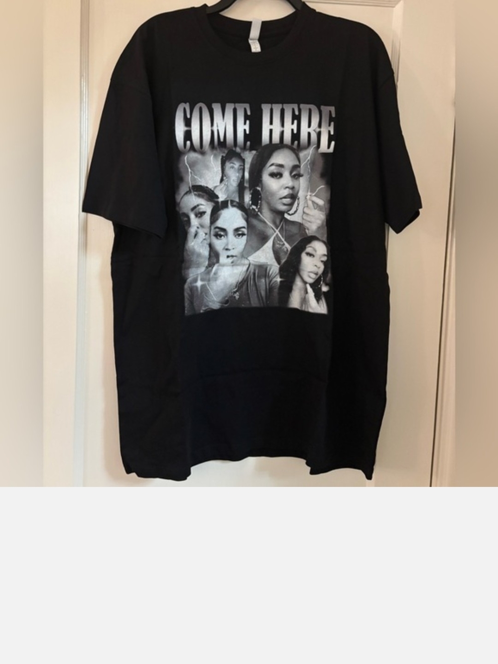 Gildan Black "COME HERE" Monochrome Collage Art Print Tee
